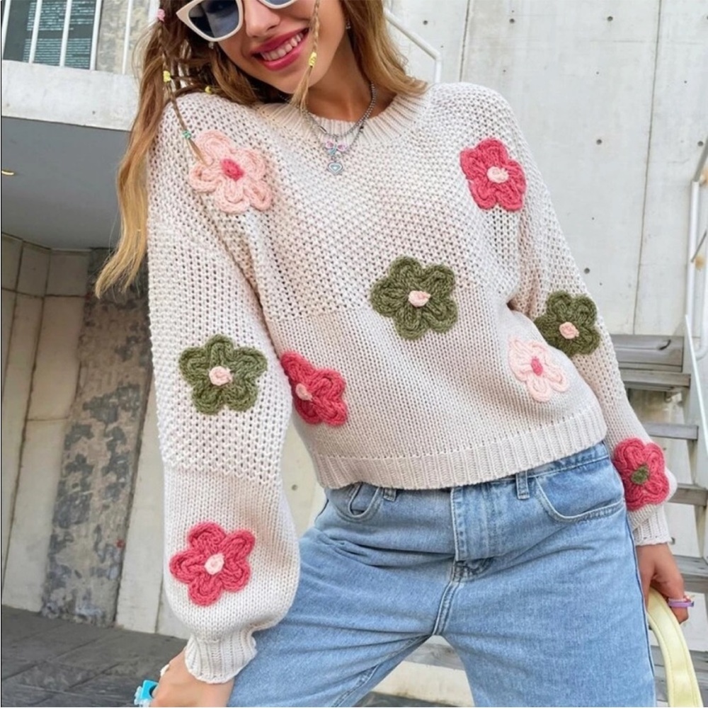 Flower Knit Sweater